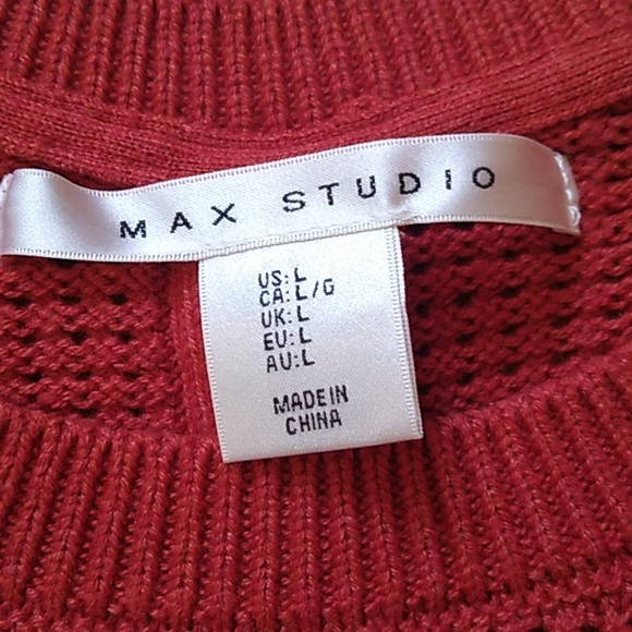 Max Stuido Rust Colored Sweater with back button detail Size Large - Picture 2 of 10